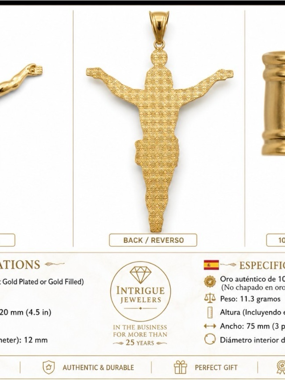 Intrigue Jewelers Gold Tone Crucifix Pendant